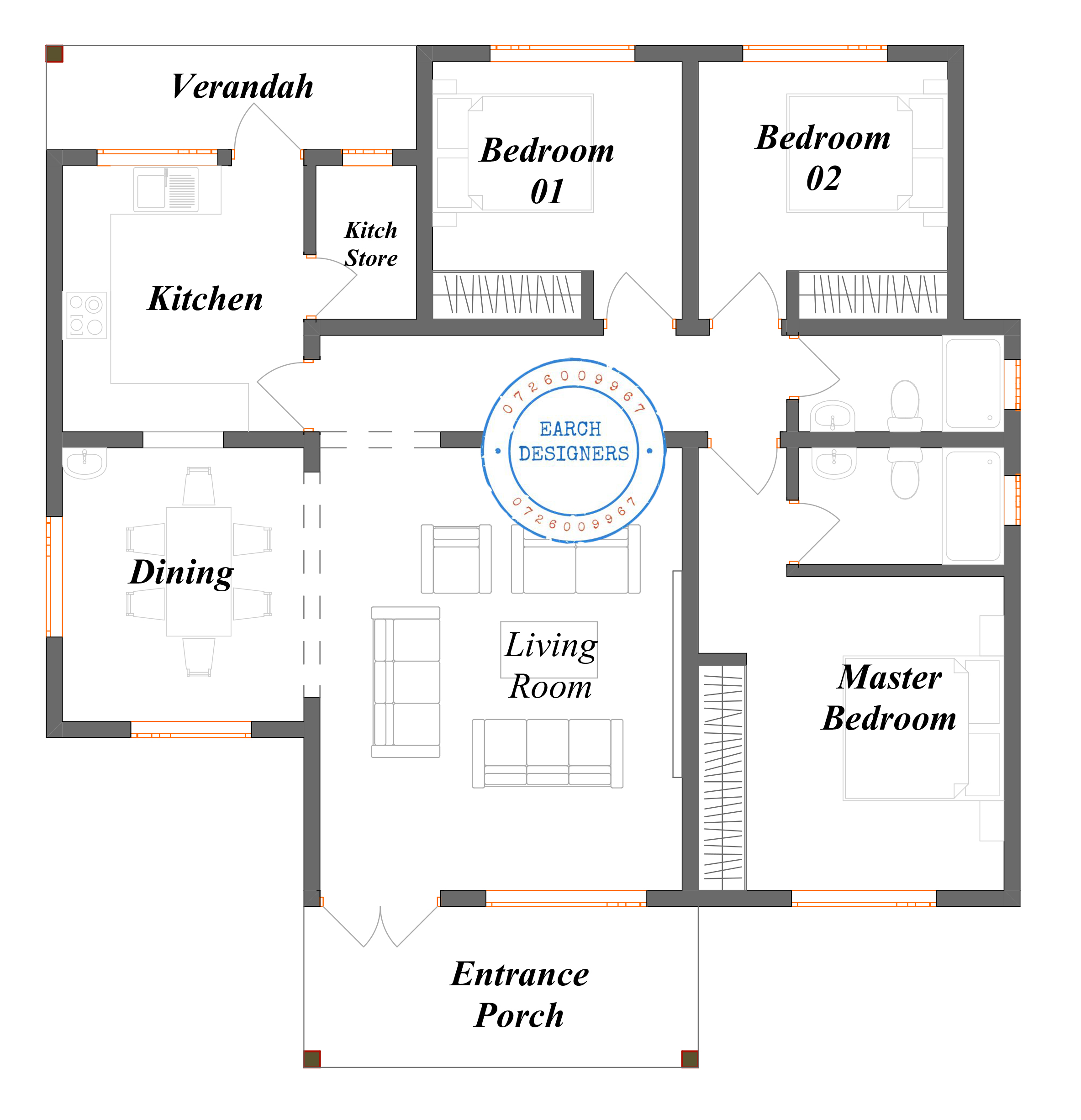 3 bedroom bungalow floor plan