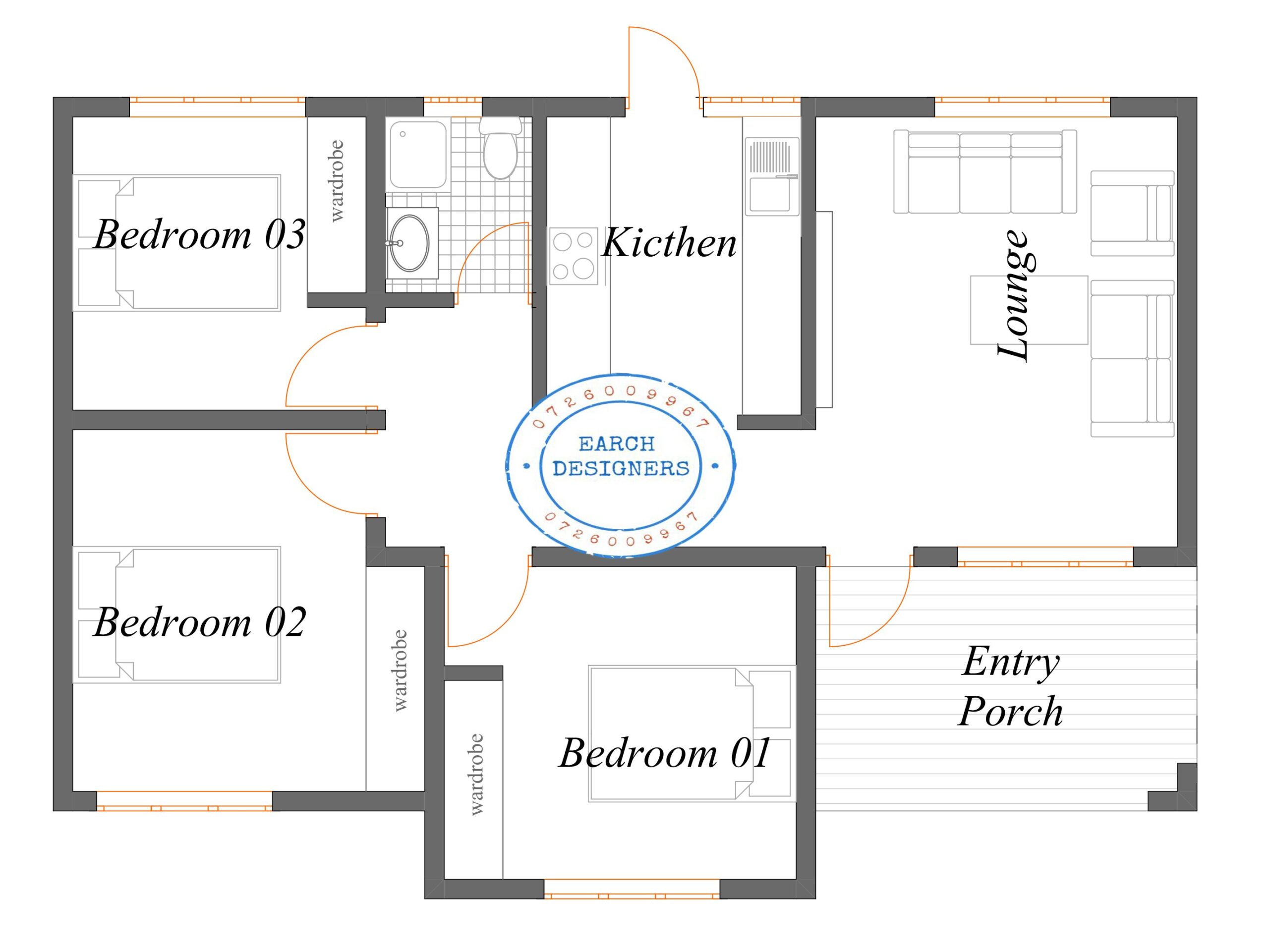 simplest 3 bedroom Bungalow