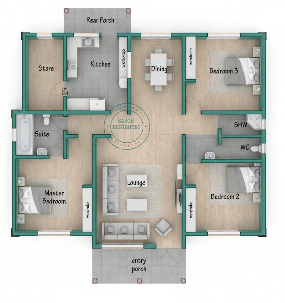 3-Bedroom Bungalow House Designs in Kenya