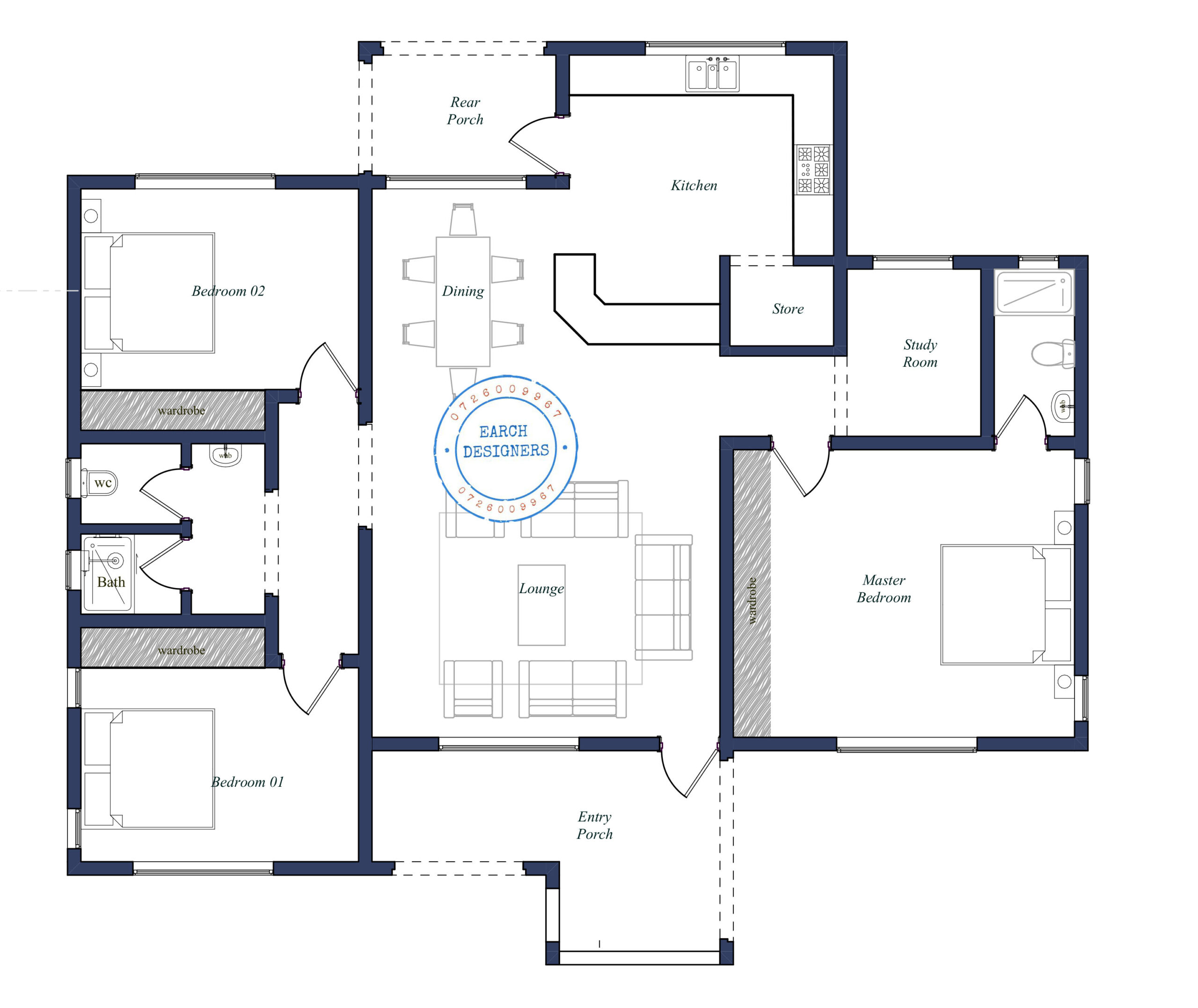 Modern 3-Bedroom Floor Plan