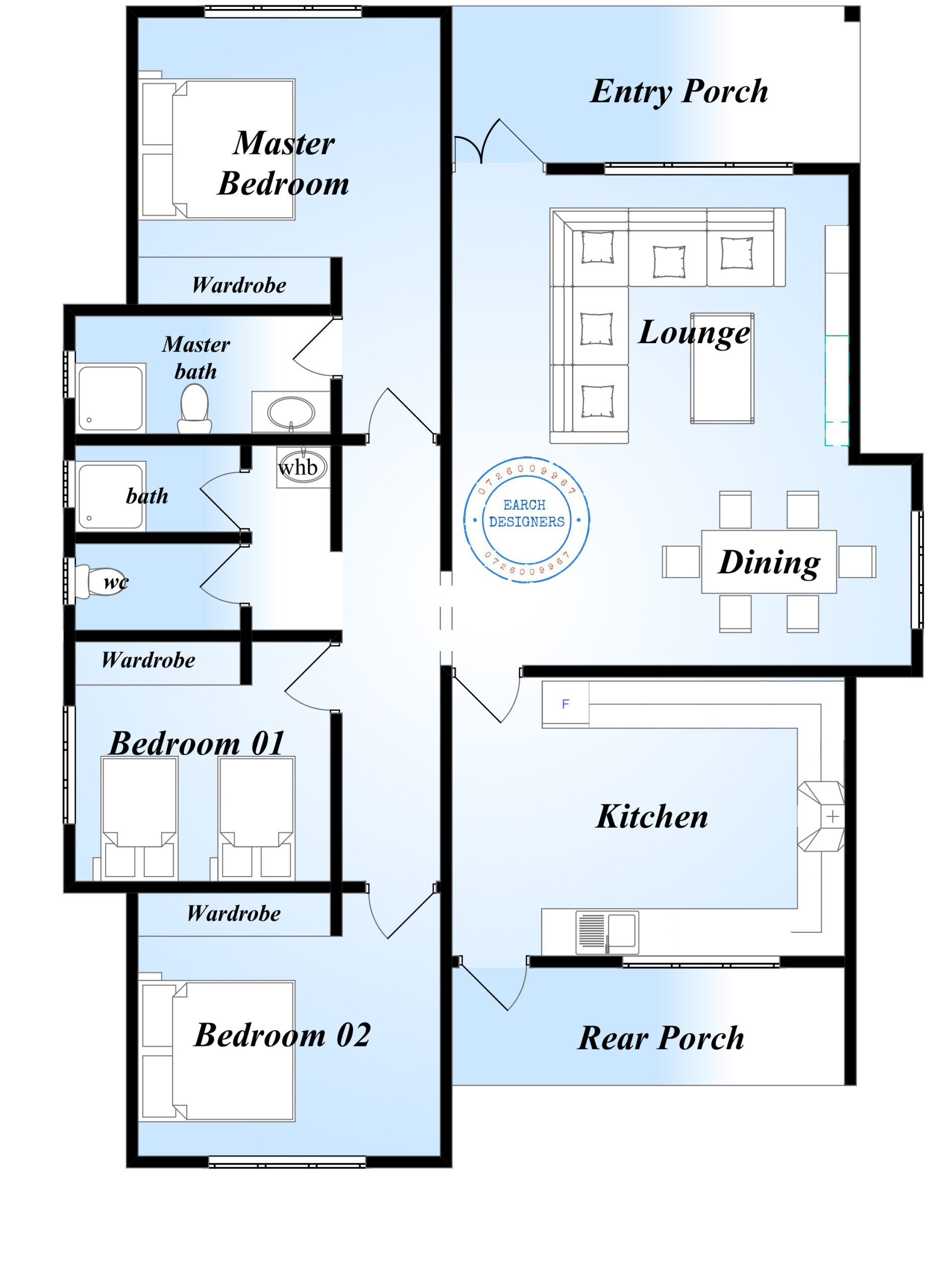 3 bedroom Bungalow (plan with measurement)
