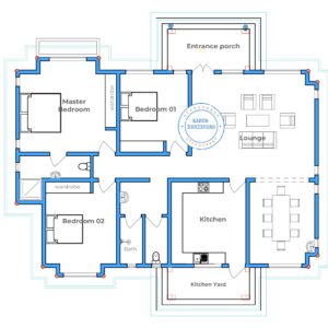 3 bedroom Bungalow (plan with measurement)