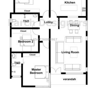 3 bedroom Bungalow (plan with measurement)