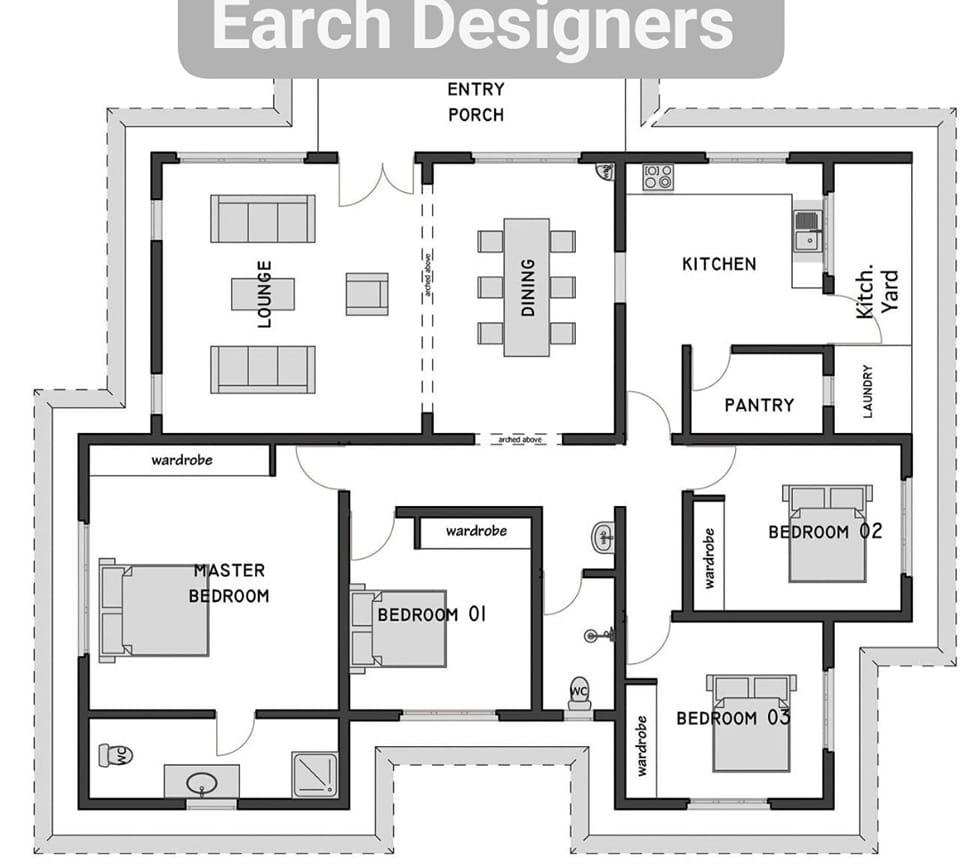 4 Bedroom Bungalow (plan with measurement)