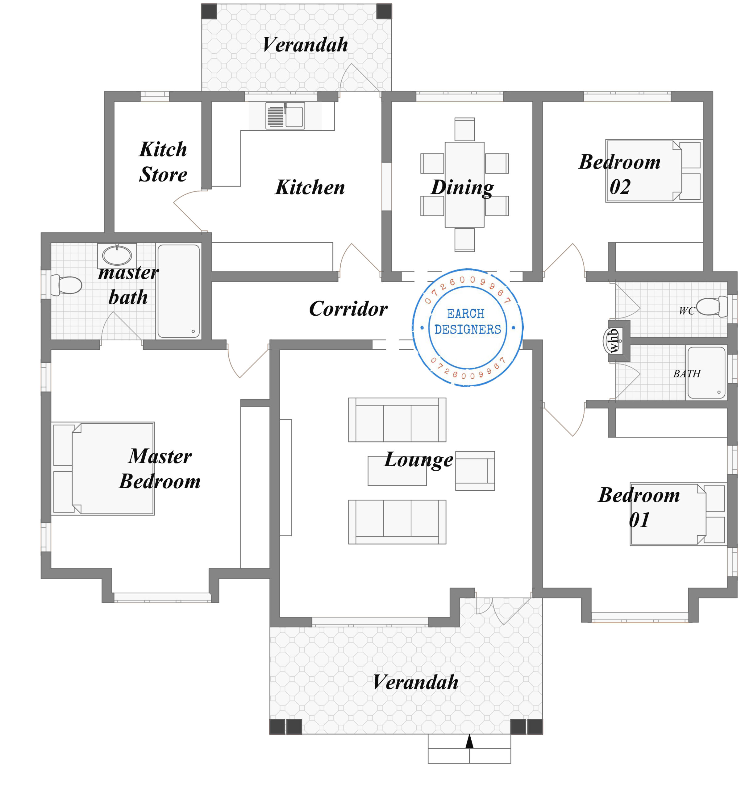 3 bedroom Bungalow (plan with measurement)