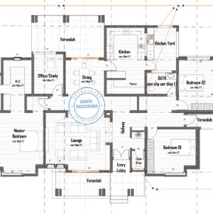 3 bedroom Bungalow with Study Room (plan with measurement)