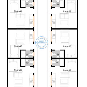 Bedsitter Units on a 40 x 80 (plan with measurement)