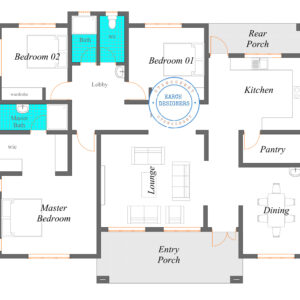 3 bedroom Bungalow (plan with measurement)
