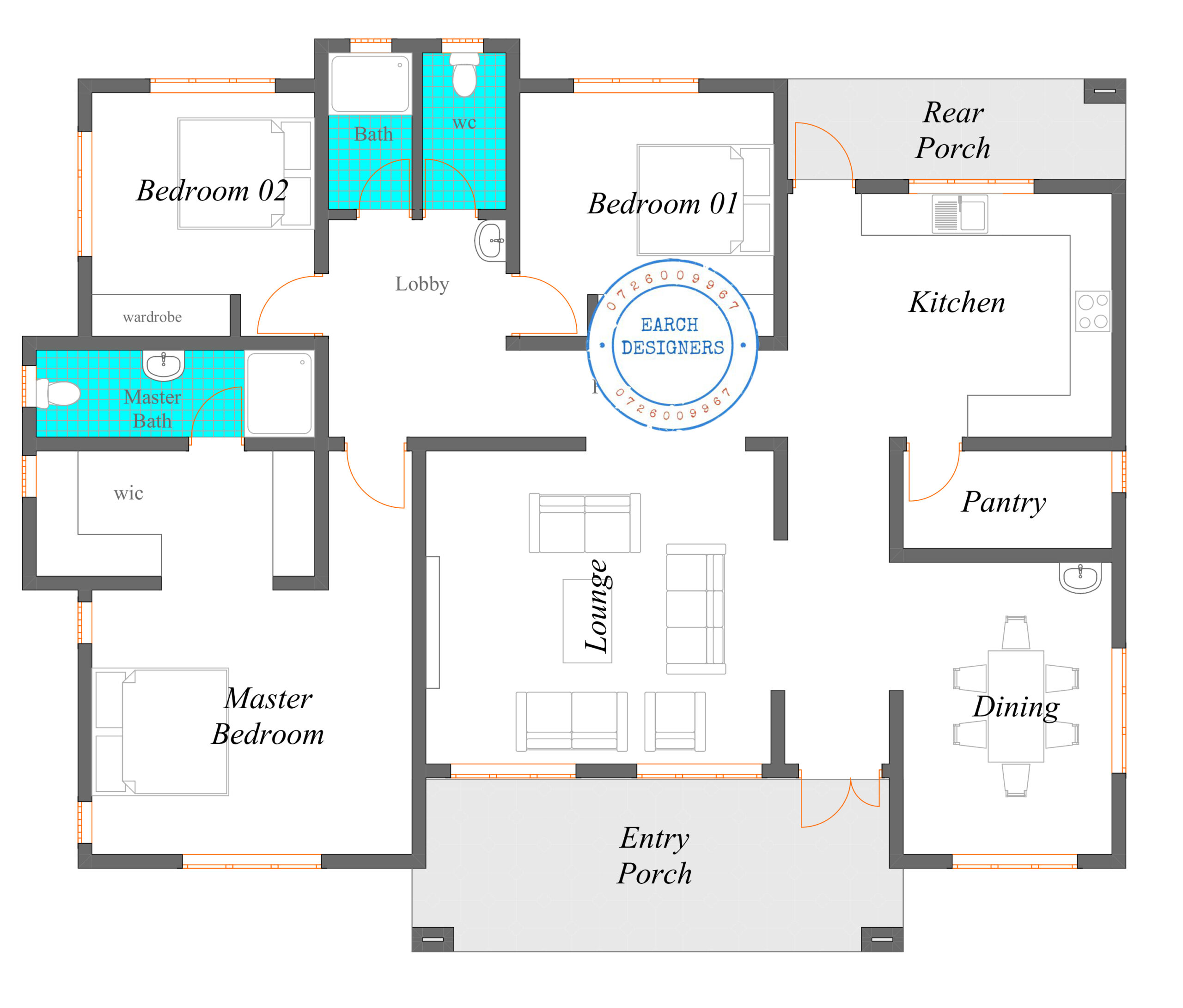 3 bedroom Bungalow (plan with measurement)
