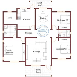3 bedroom Bungalow (plan with measurement)