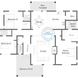 3 bedroom Bungalow (plan with measurement)