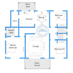 3 bedroom Bungalow (plan with measurement)